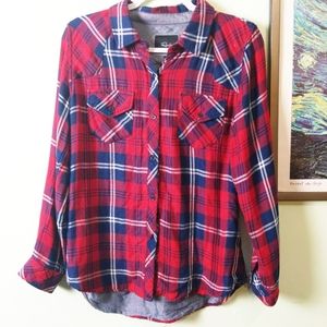 Rails Plaid Red & Blue Button Down Top Size Small